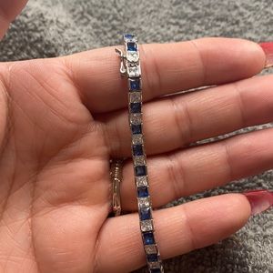 Created blue and white sapphire bracelet